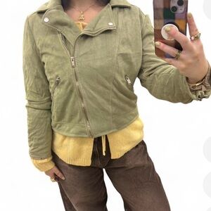 Sleek green suede y2k Jacket for Women
